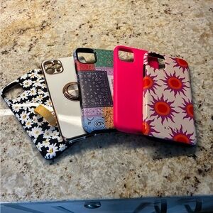 Stylish Phone Case Set - Floral, Patchwork, Pink, Sunburst Designs